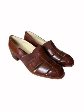 Vintage Brown Leather Fisherman Pennyloafer Slip On Sandal 8.5